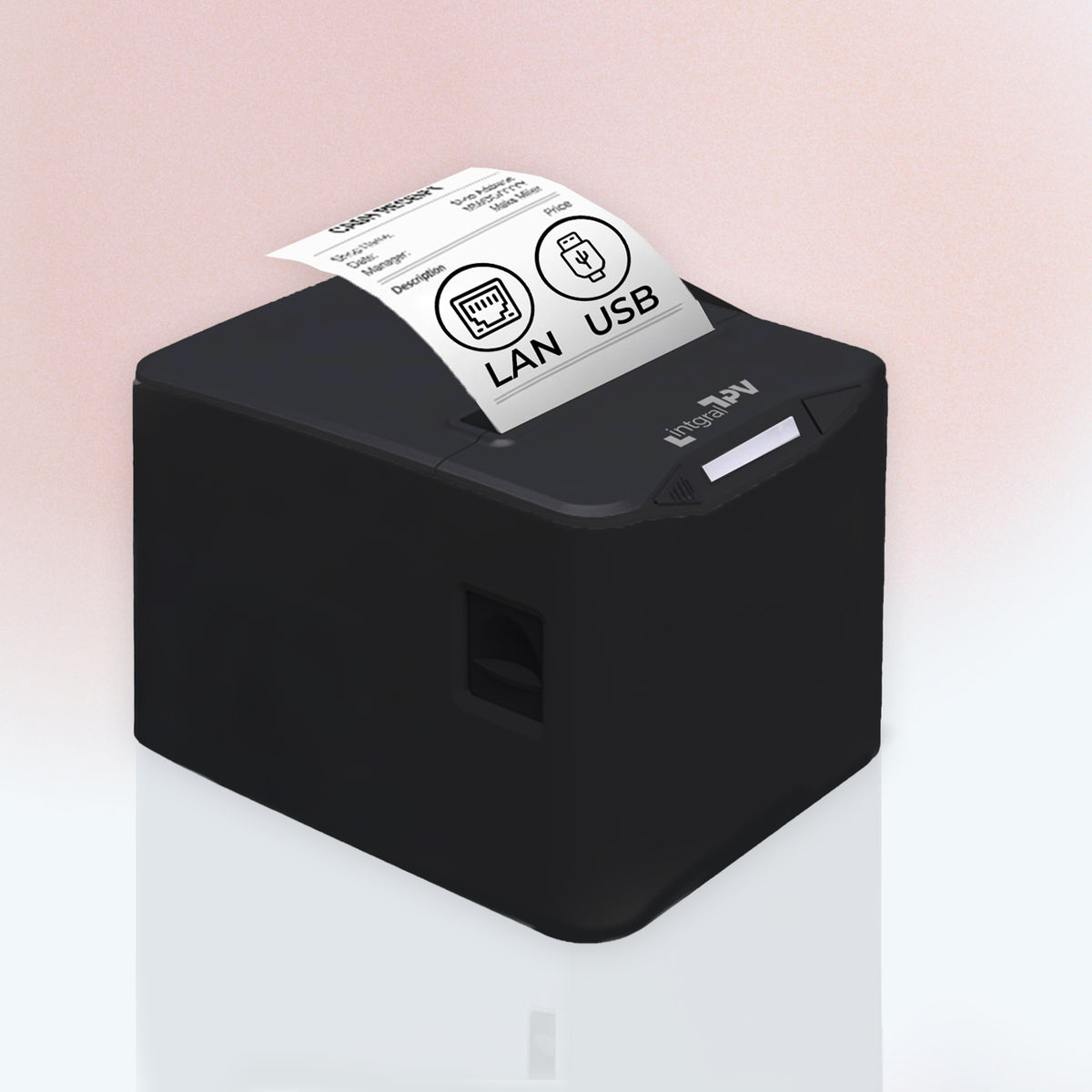 8370 Impresora Térmica Recibos/Tickets 80mm – Puerto/Conexión: USB, LAN/RJ45, RJ11 – Corte Automático – Win, Linux, Android, Mac – Rollo Extra y pendrive Drivers – TPV POS (Negro) - IntgralTPV